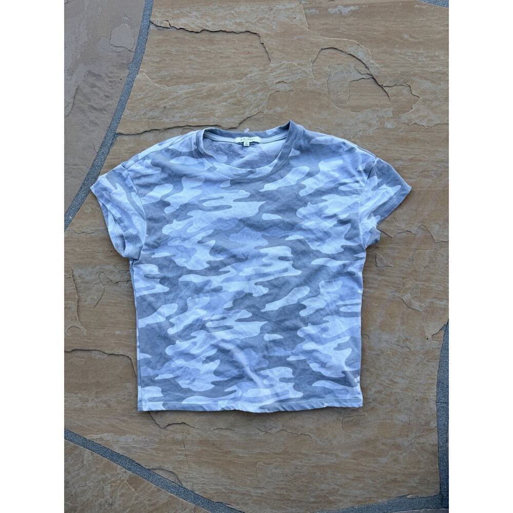 Z Supply Camouflage Print Tee T-Shirt Knit Top Blouse Gray S